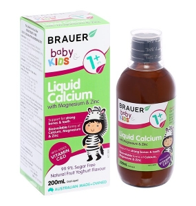 Siro Brauer Liquid Calcium with Magnesium & Zinc hỗ trợ xương và răng chai 200ml