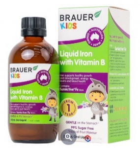 Siro Brauer Kids Liquid Iron With Vitamin B bổ sung sắt và vitamin hỗ trợ giảm thiếu máu (200ml)