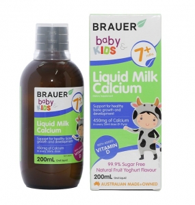 Siro Brauer Liquid Milk Calcium hỗ trợ phát triển xương cho bé chai 200ml