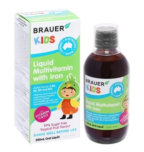 Siro Brauer Kids Liquid Multivitamin With Iron bổ sung vitamin cho bé chai 200ml