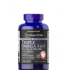 Viên uống bổ tim Puritan’s Pride Triple Omega 3-6-9 Fish, Flax & Chia Oils 120 viên