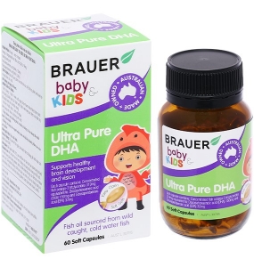 Brauer Ultra Pure DHA hỗ trợ trí não, bổ mắt cho bé chai 60 viên