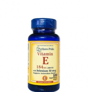 Viên uống Puritan’s Pride Vitamin E 184mg (400 IU) with Selenium 50mcg 100 viên của Mỹ