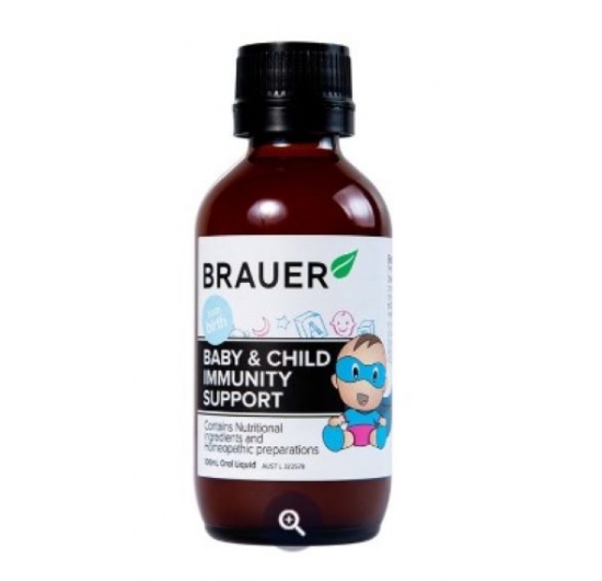 Siro Brauer Baby & Child Immunity Support hỗ trợ bổ sung betacaroten và vitamin D3 cho trẻ (100ml)