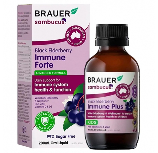 Siro BRAUER BLACK ELDERBERRY IMMUNE PLUS-Tăng đề kháng, giảm cảm lạnh(100ml)