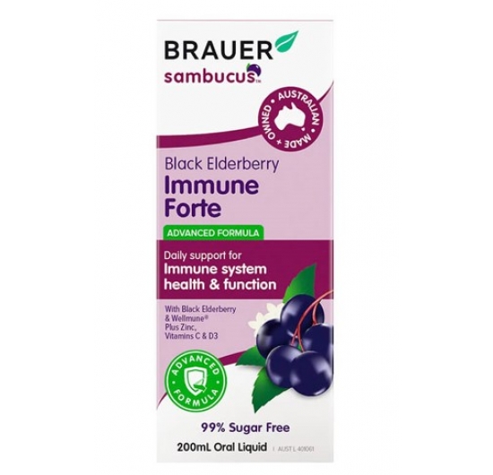 Siro BRAUER BLACK ELDERBERRY IMMUNE PLUS-Tăng đề kháng, giảm cảm lạnh(100ml)