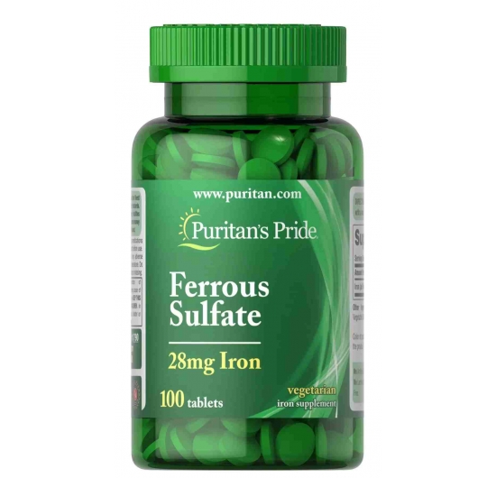 Viên uống bổ sung sắt Ferrous Sulfate 28mg Iron - Puritan's Pride 100 viên