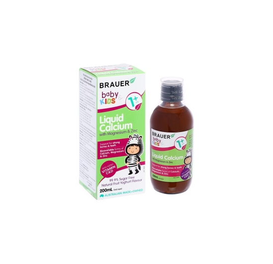 Siro Brauer Liquid Calcium with Magnesium & Zinc hỗ trợ xương và răng chai 200ml