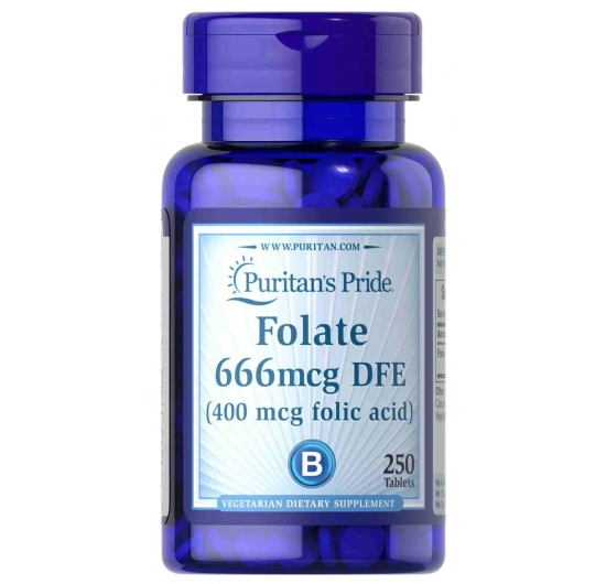 Viên uống ngăn ngừa thiếu máu bổ sung Folic Acid 400 mcg - Puritan's Pride - 250 viên