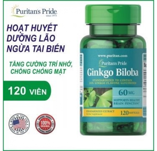 Viên Uống Ginkgo Biloba 60mg Puritan's Pride 120 Viên