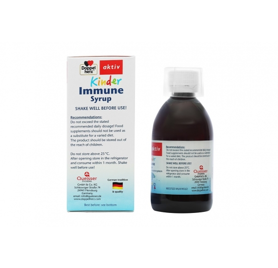 Siro Doppelherz Aktiv Kinder Immune hỗ trợ tăng cường đề kháng chai 250ml