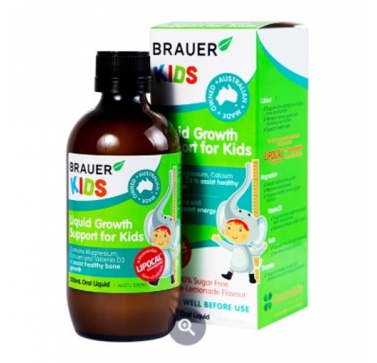 Siro Brauer Kids Liquid Growth Support For Kids bổ sung canxi, vitamin và khoáng chất (200ml)