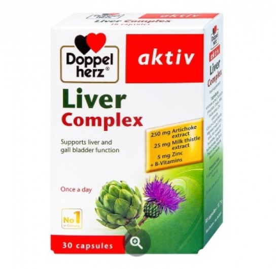 Viên uống Liver Complex Doppelherz Aktiv hỗ trợ thanh nhiệt, tăng cường giải độc gan (3 vỉ x 10 viên)