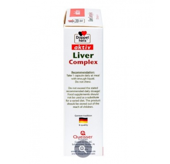 Viên uống Liver Complex Doppelherz Aktiv hỗ trợ thanh nhiệt, tăng cường giải độc gan (3 vỉ x 10 viên)