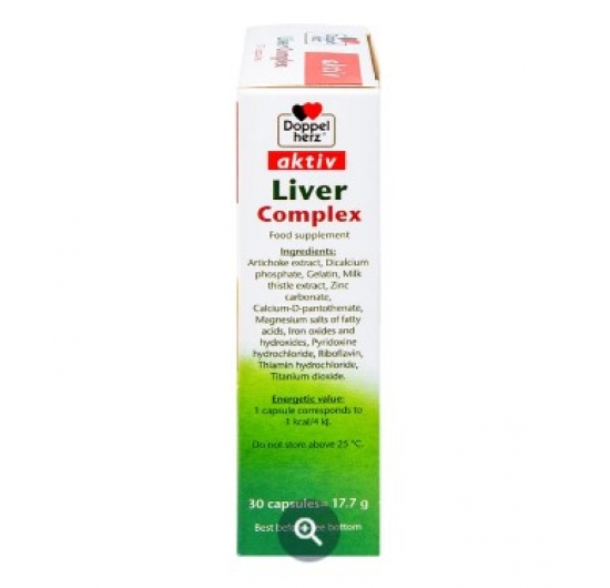 Viên uống Liver Complex Doppelherz Aktiv hỗ trợ thanh nhiệt, tăng cường giải độc gan (3 vỉ x 10 viên)