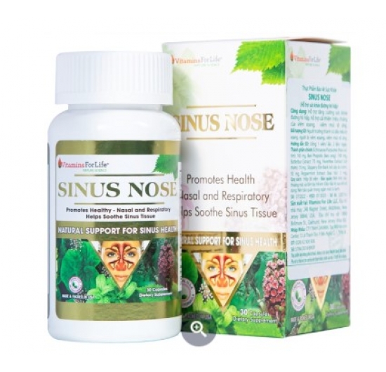 Viên uống Sinus Nose Vitamins For Life hỗ trợ tăng cường sức khỏe đường hô hấp hộp 60 viên