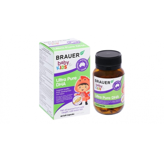 Brauer Ultra Pure DHA hỗ trợ trí não, bổ mắt cho bé chai 60 viên