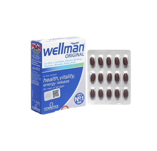 Vitabiotics Wellman Original hỗ trợ tăng cường sức khỏe cho nam giới hộp 30 viên